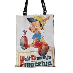 Rare Disney Pinocchio  Vintage Vinyl Bag Shoulder Jiminy Cricket Tote